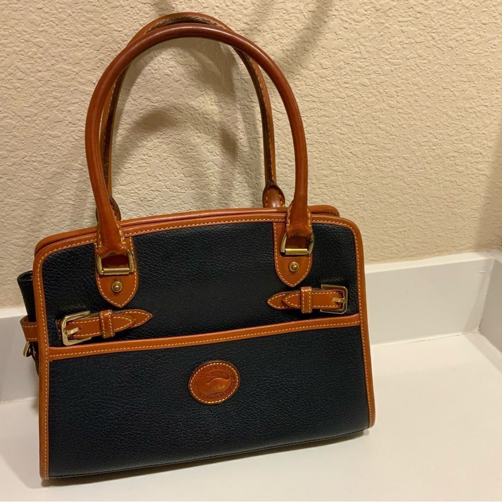 Dooney & Bourke 'All Weather' Black tan Zip top Satchel Handbag